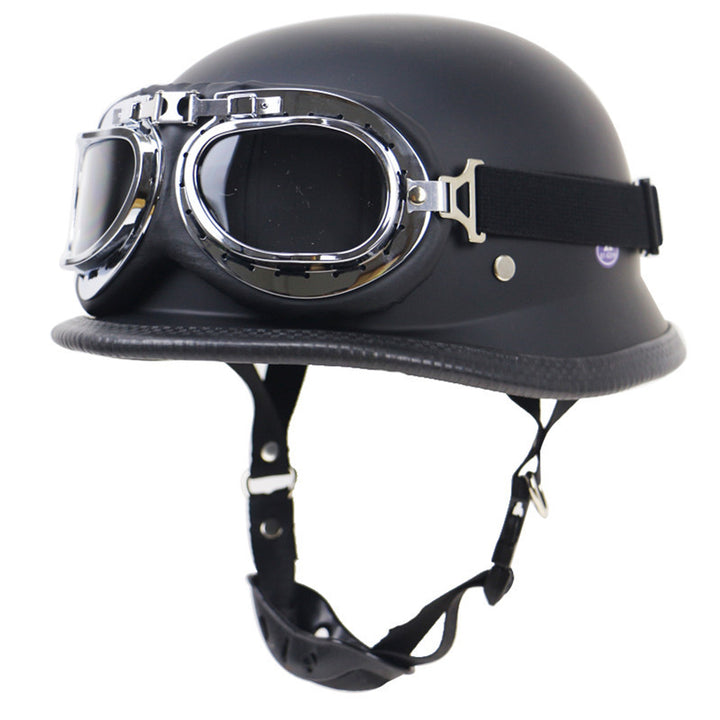 Vintage-Motorradhelm mit schützenden Goggles Karnz