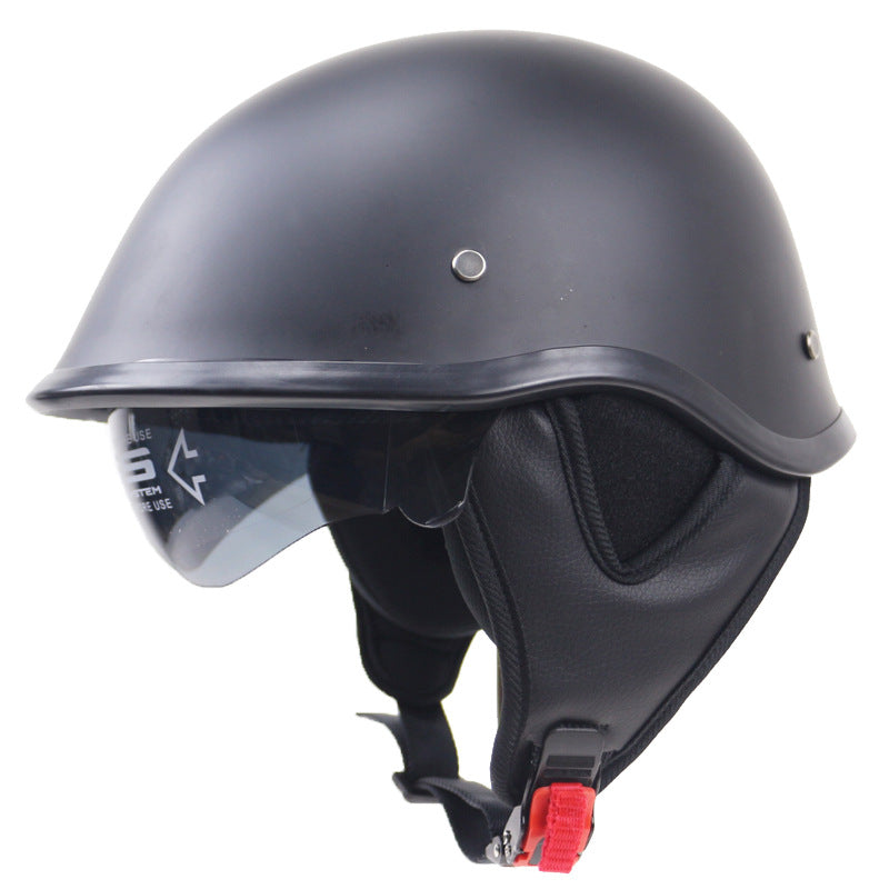 Klassischer Halbschalen-Motorradhelm mit Visier Karnz