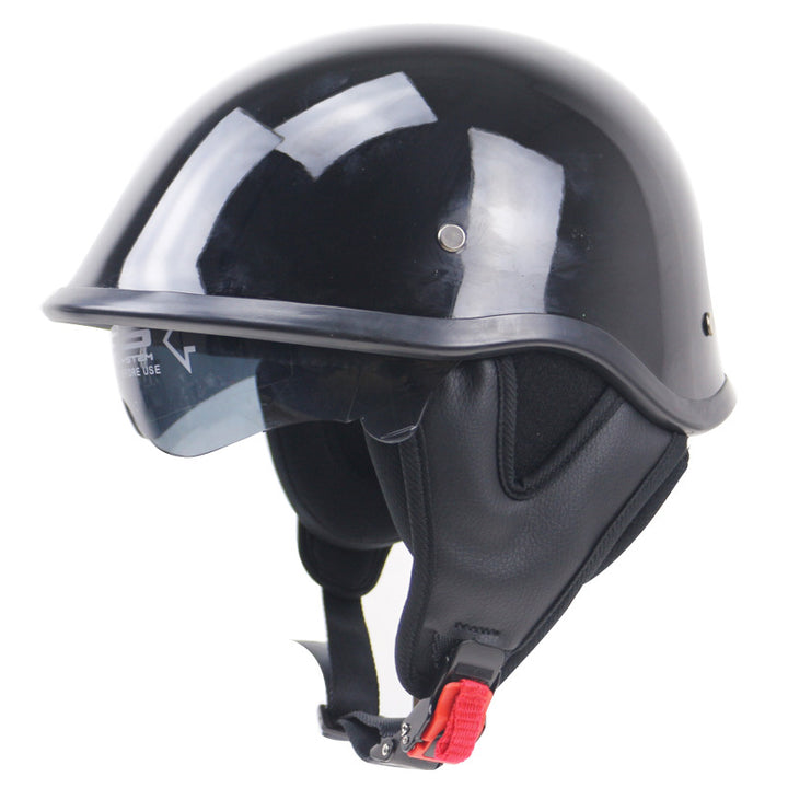 Klassischer Halbschalen-Motorradhelm mit Visier Karnz