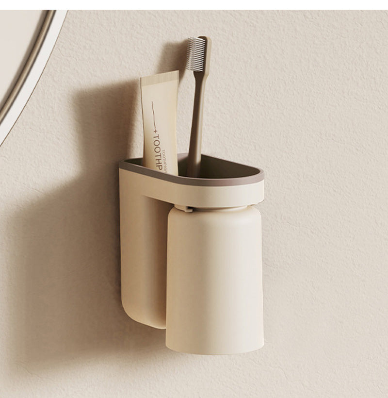 DuoClean 2-in-1 Wandhalterung für Zahnbürste und Becher – Clevere Aufbewahrung ohne Bohren Karnz