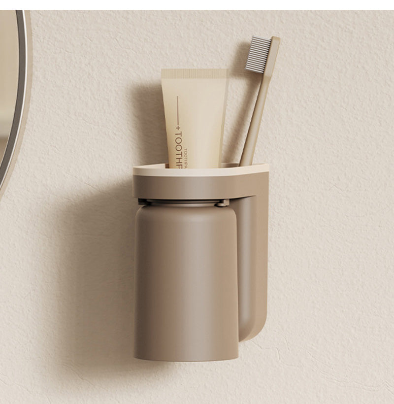 DuoClean 2-in-1 Wandhalterung für Zahnbürste und Becher – Clevere Aufbewahrung ohne Bohren Karnz