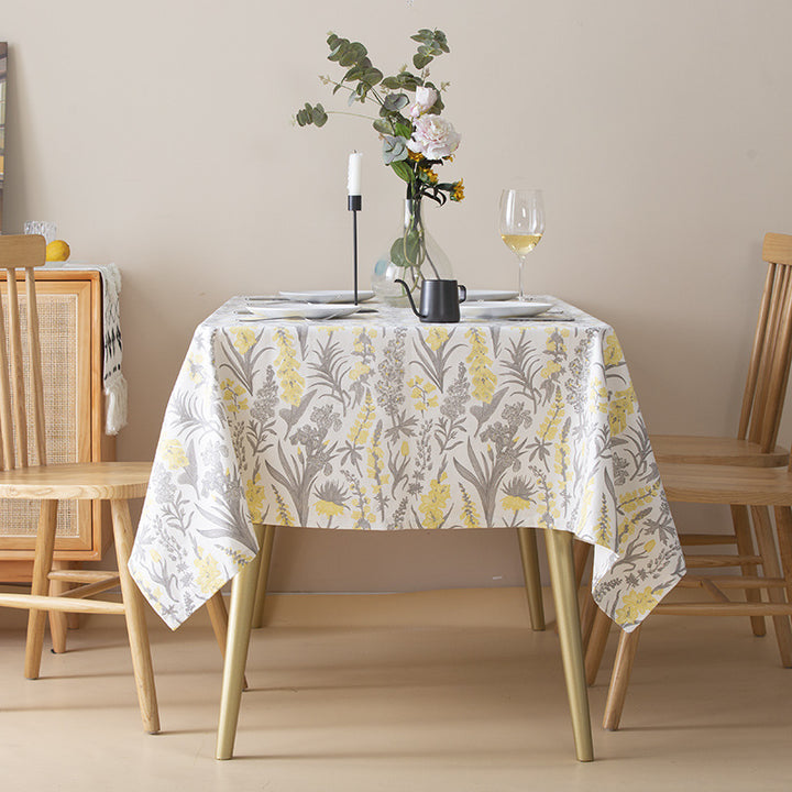 Florale Baumwoll-Mix Tischdecke mit botanischem Druck und pflegeleichter Beschichtung Karnz