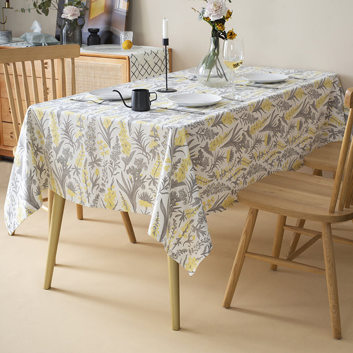Florale Baumwoll-Mix Tischdecke mit botanischem Druck und pflegeleichter Beschichtung Karnz