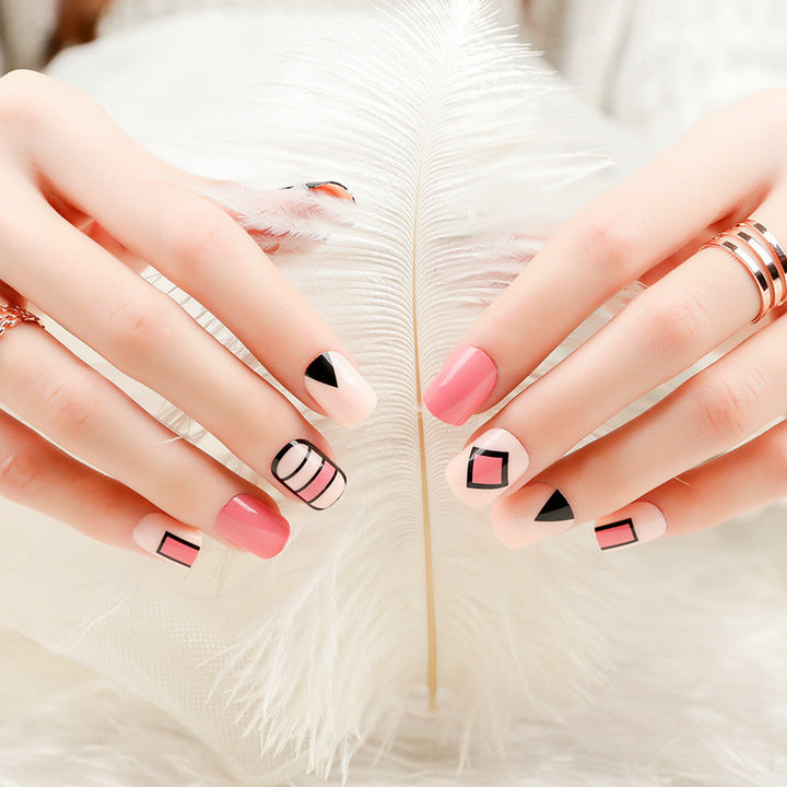 Künstlerisches geometrisches Press-On-Nagel-Set