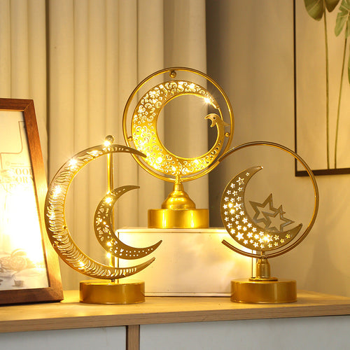LED-Dekorationsleuchte aus Eisen, Mond- und Sternendesign