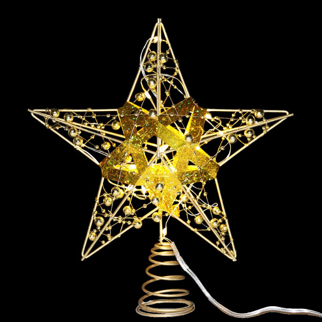 Weihnachtsbaum-Spitze Stern aus Eisen mit LED-Beleuchtung
