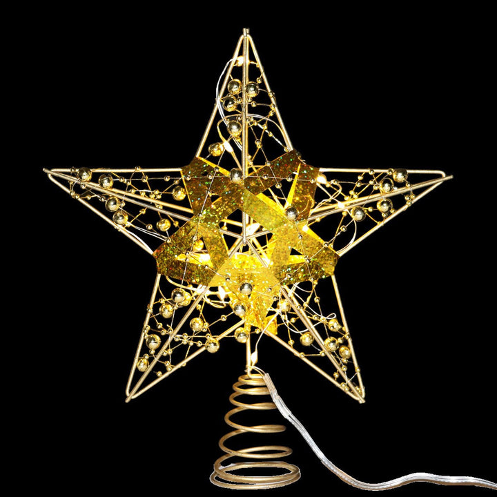 Weihnachtsbaum-Spitze Stern aus Eisen mit LED-Beleuchtung