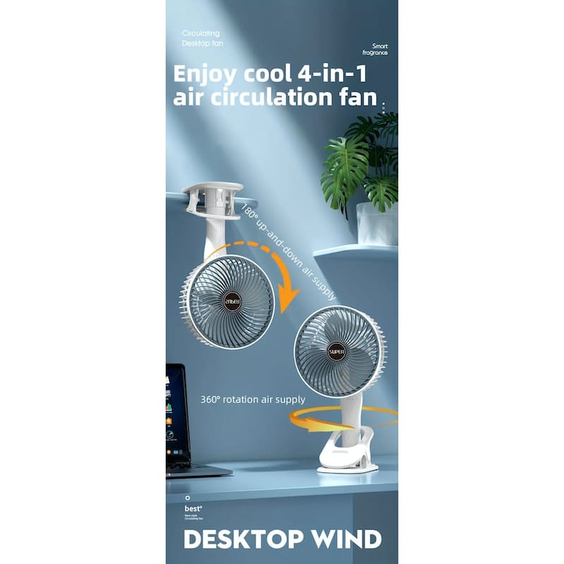 Tragbarer  Wiederaufladbarer  Schreibtischventilator | Karnz