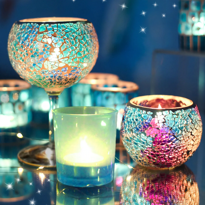 Mosaik-Glas-Kerzenhalter, verschiedene Sets