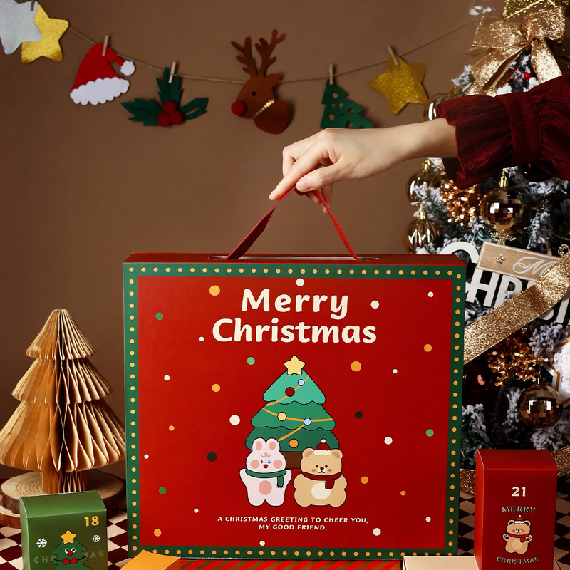 Weihnachts-Adventskalender-Geschenkbox, 24 Fächer