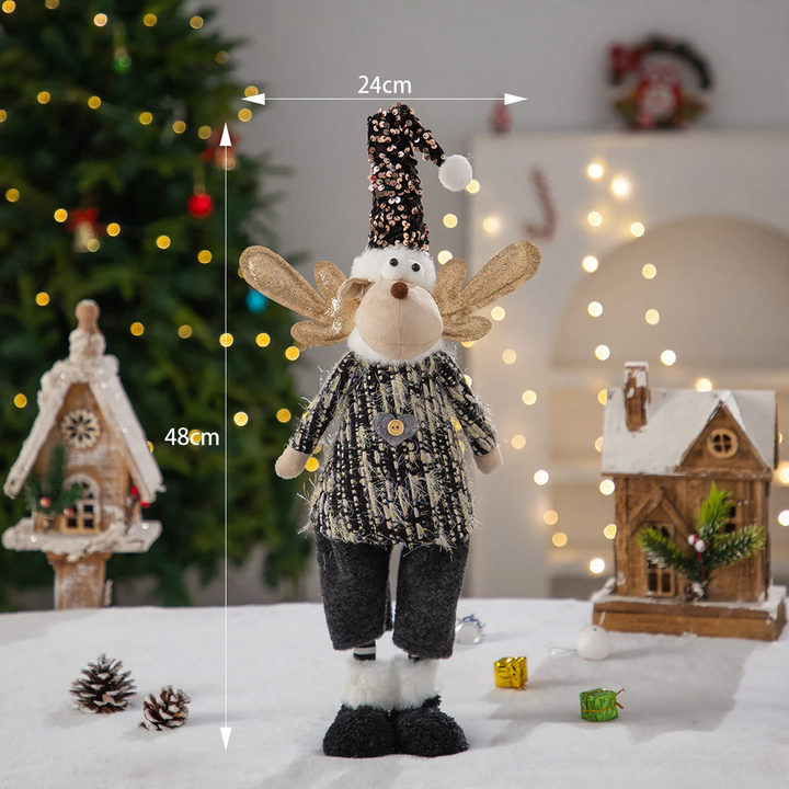 Weihnachts-Wichtel und Schneemann Dekofigur, Stoff