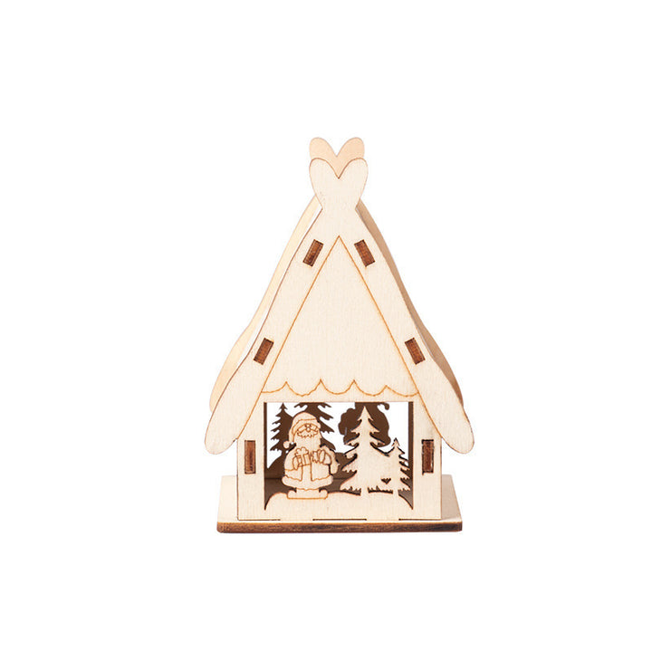 Dekoratives Holzhaus mit weihnachtlichen Motiven