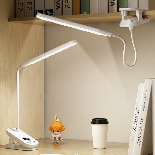 LED-Klemmlampe mit Uhr für Schreibtisch und Studium