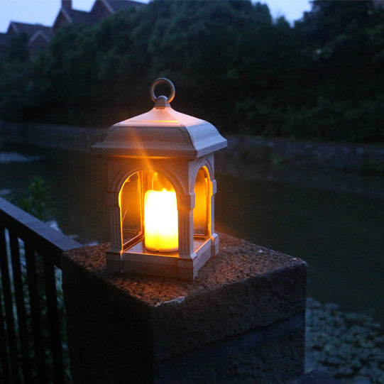 Traditionelle europäische Solar-Wasserdichte Haus Kubische Kunststoff LED Landschaftsbeleuchtung Außenlicht für Garten | Karnz