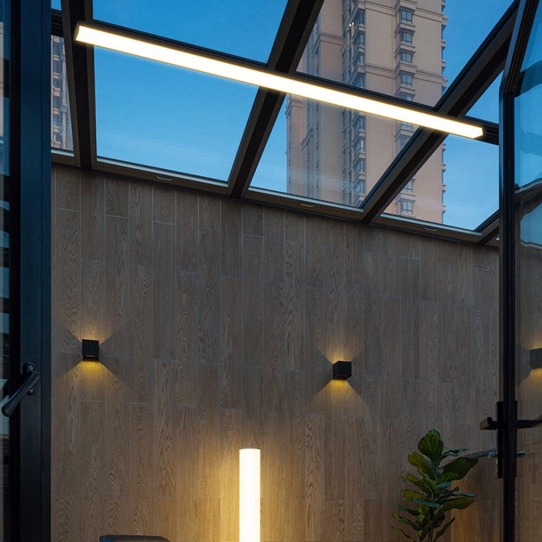 Moderner Minimalistischer Langer Rechteckiger Aluminium PC LED Einbau-Deckenleuchte Für Außenpatio | Karnz