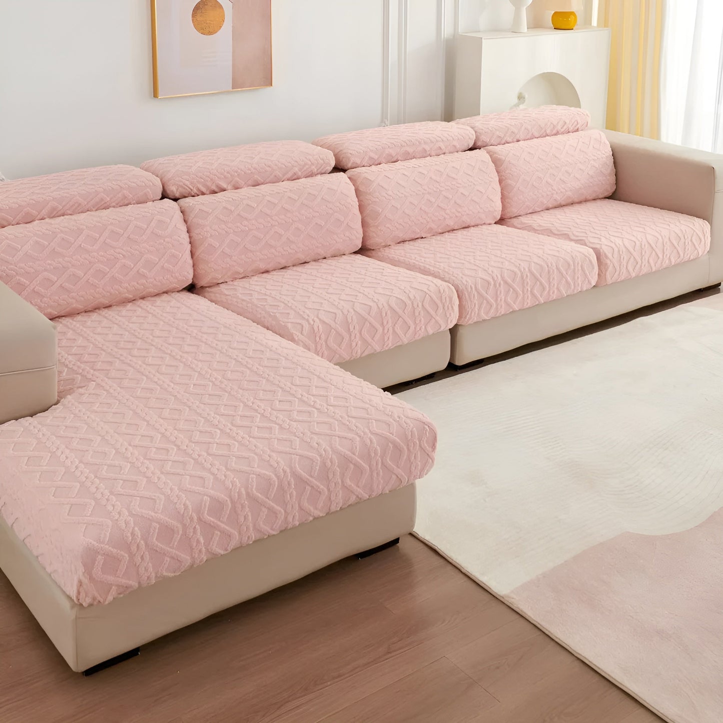 Samt-Sofa-Bezug mit Diamantmuster – weich und luxuriös | Perfekte Passform für jedes Sofa | Karnz
