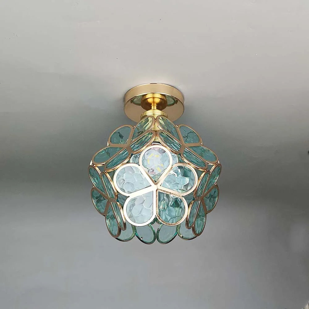 Künstlerische Glasschlussleuchte mit floralem Muster - FlowerHall | Karnz