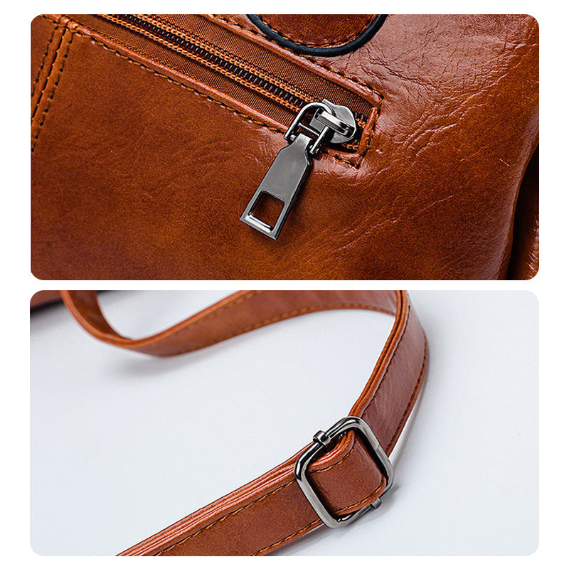 Neue Handtaschen aus Ölwachsleder Boston, große Tragetasche aus weichem Leder | Karnz