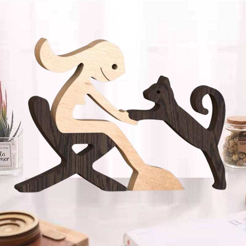 Geschenk Für Tierliebhaber - Holzskulptur Tischornamente - Die Liebe Zwischen Dir Und Deinem Fellfreund | Karnz