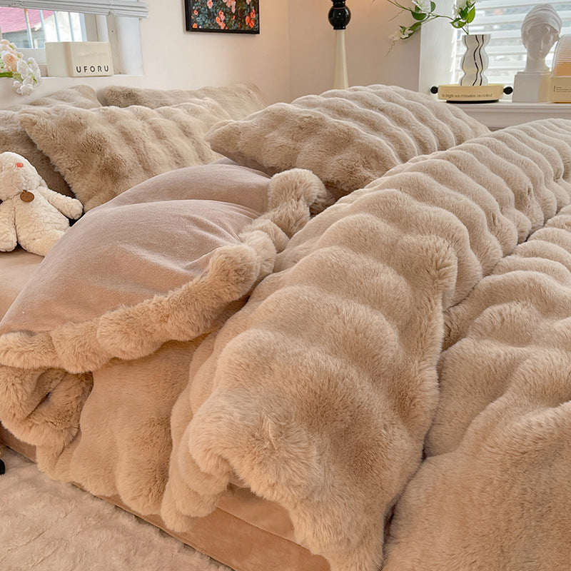 Milchfaser-Fleece Bettwäsche-Set, modern und warm