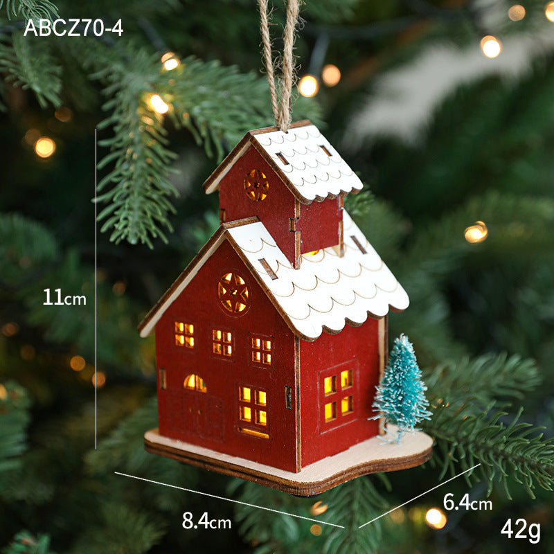 Beleuchtetes Holzhaus für Weihnachtsdekoration