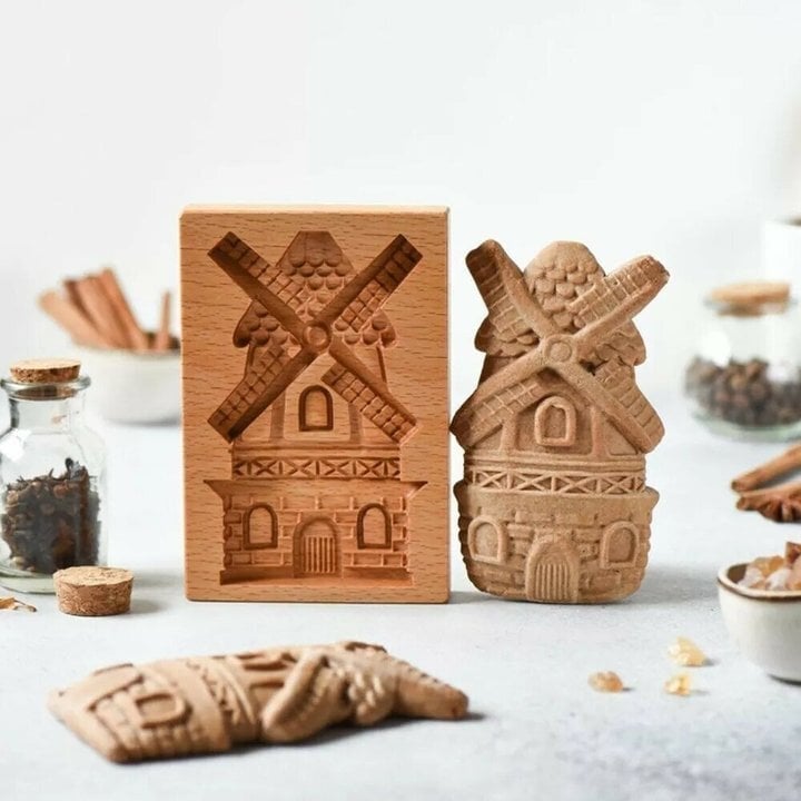 Keksausstecher-Set aus Holz | Gravierte Gebäckstempel | Lebkuchen- und Kekspresse