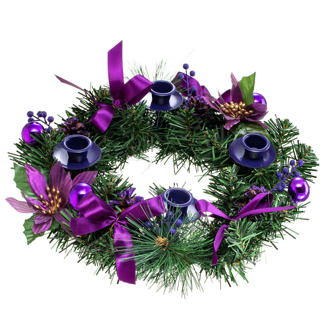 Weihnachtlicher Adventskranz mit roter Schleife, 30 cm