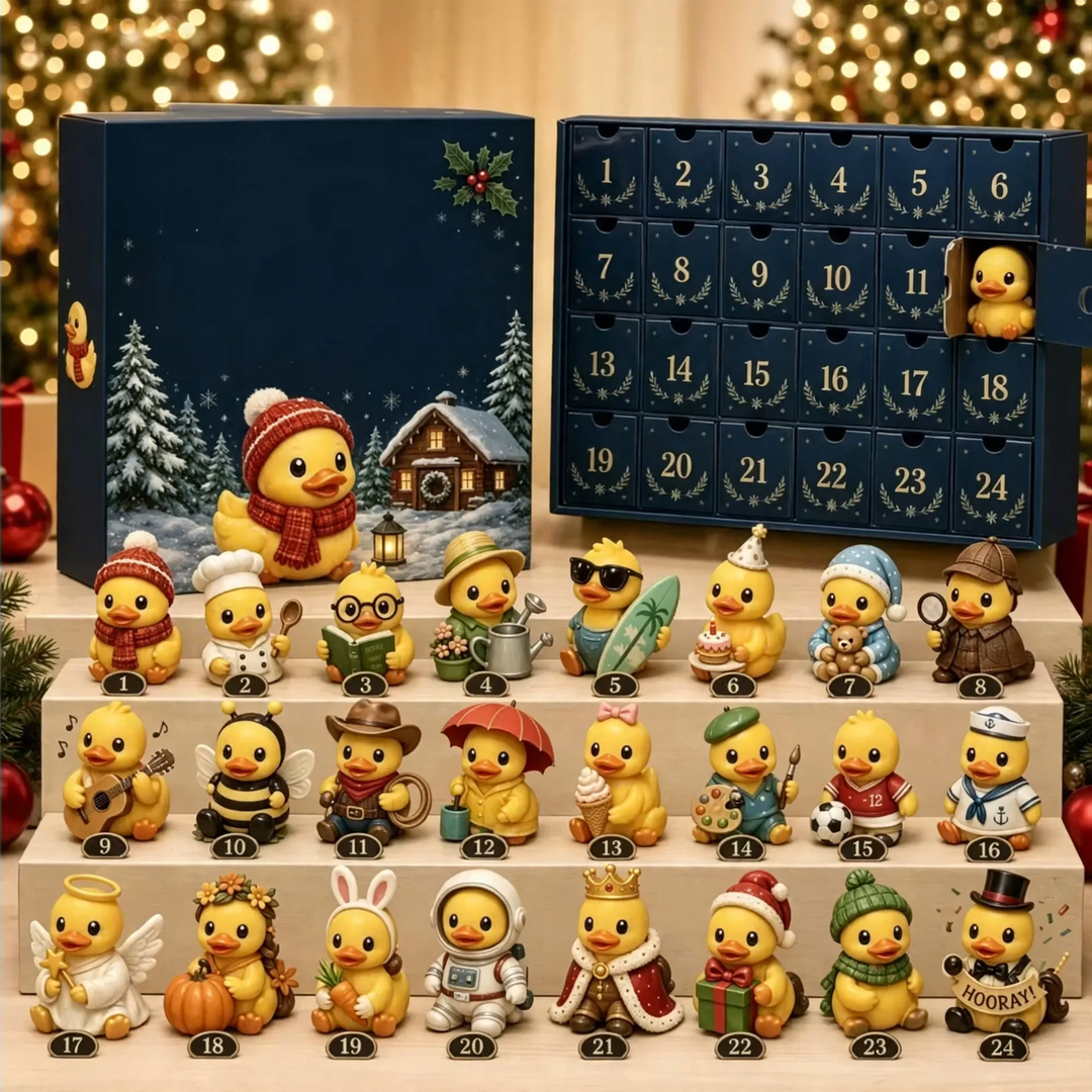 Weihnachts-Adventskalender mit 24 Enten-Figuren