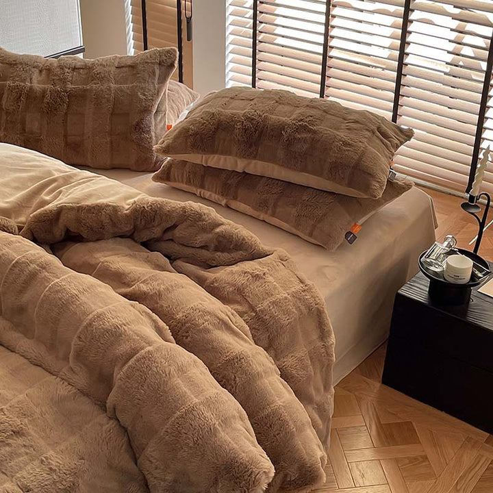 Milchfleece-Bettwäsche-Set, Plüsch-Optik, Winter