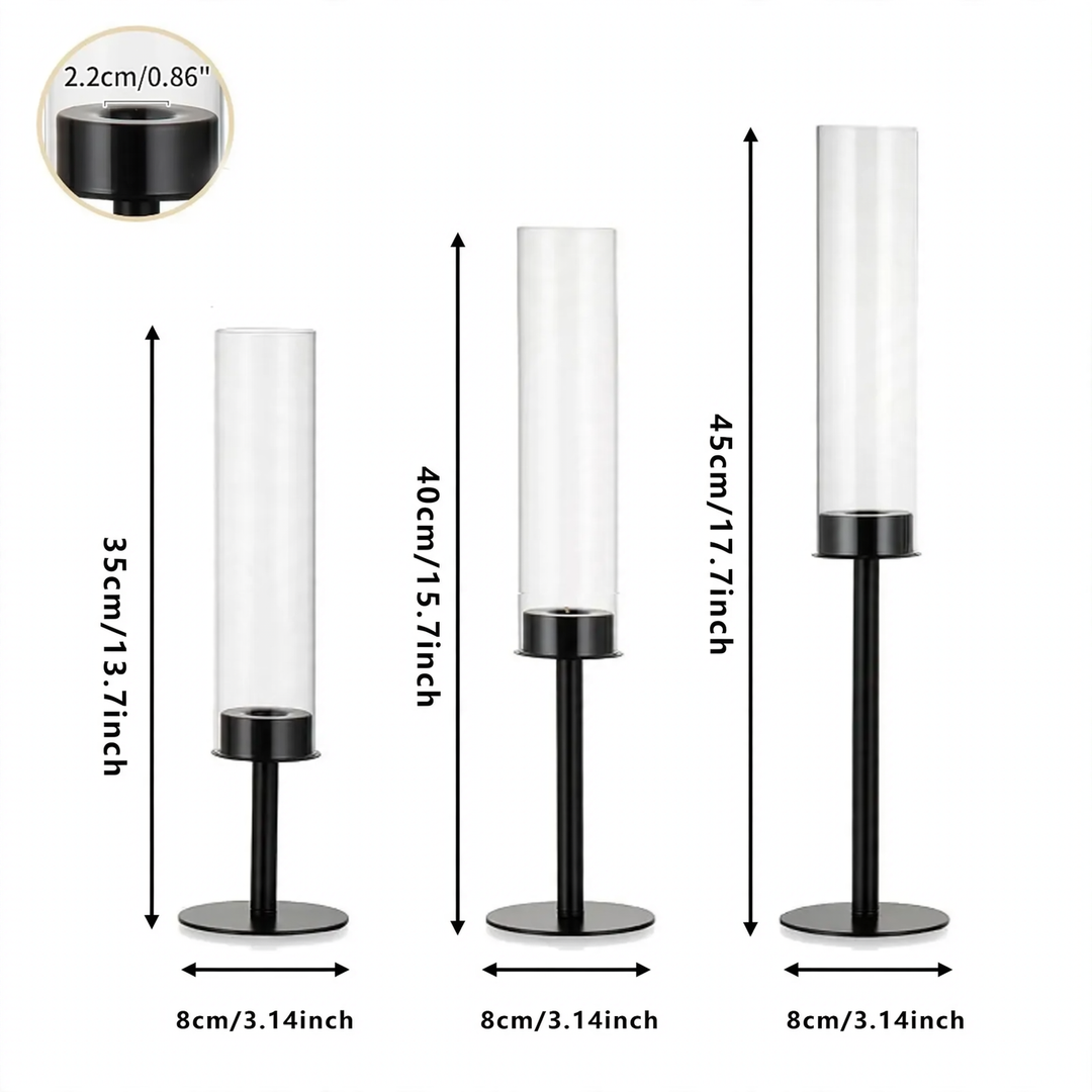 Eleganter Kerzenhalter aus Glas und Metall
