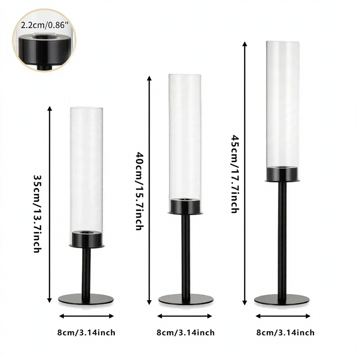 Eleganter Kerzenhalter aus Glas und Metall