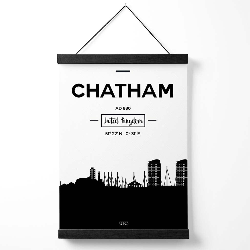 Chatham – Schwarz-Weiß-Stadtbildposter mit Aufhänger