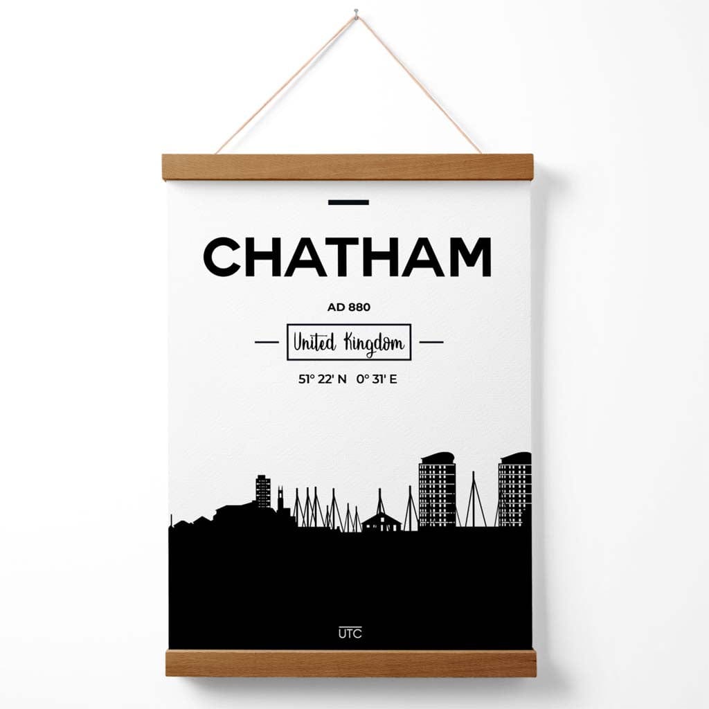 Chatham – Schwarz-Weiß-Stadtbildposter mit Aufhänger