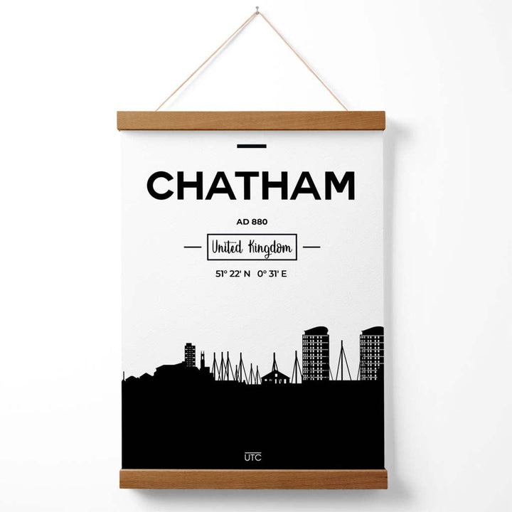 Chatham – Schwarz-Weiß-Stadtbildposter mit Aufhänger