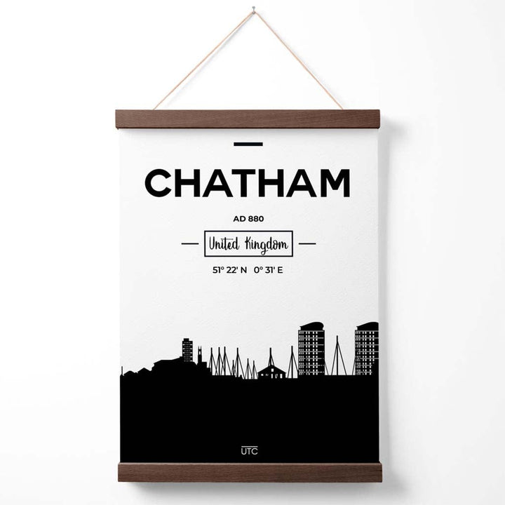 Chatham – Schwarz-Weiß-Stadtbildposter mit Aufhänger