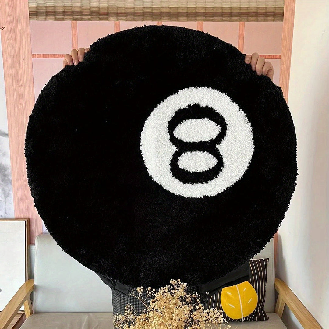 8 Ball Billard Runde Fußmatte – Rutschfester Teppich für Wohnzimmer, Badezimmer & Dekoration | Erhältlich in Größen | Karnz