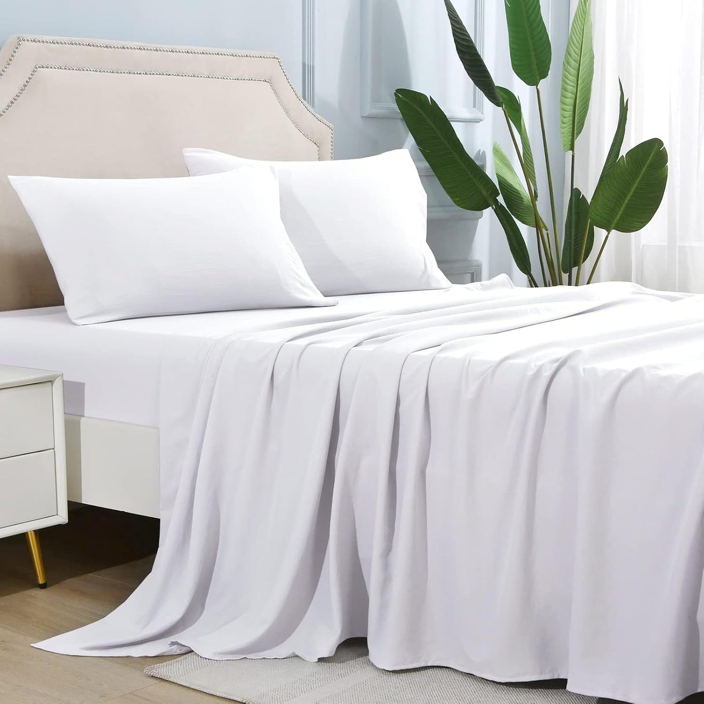 4-teilige weiche kühlende Bettlaken für Queen-Size: 14" tiefes Taschen, Luxus-Hotel-Qualität, schrumpf- und ausbleichbeständig, pflegeleichtes Bettlaken-Set | Karnz