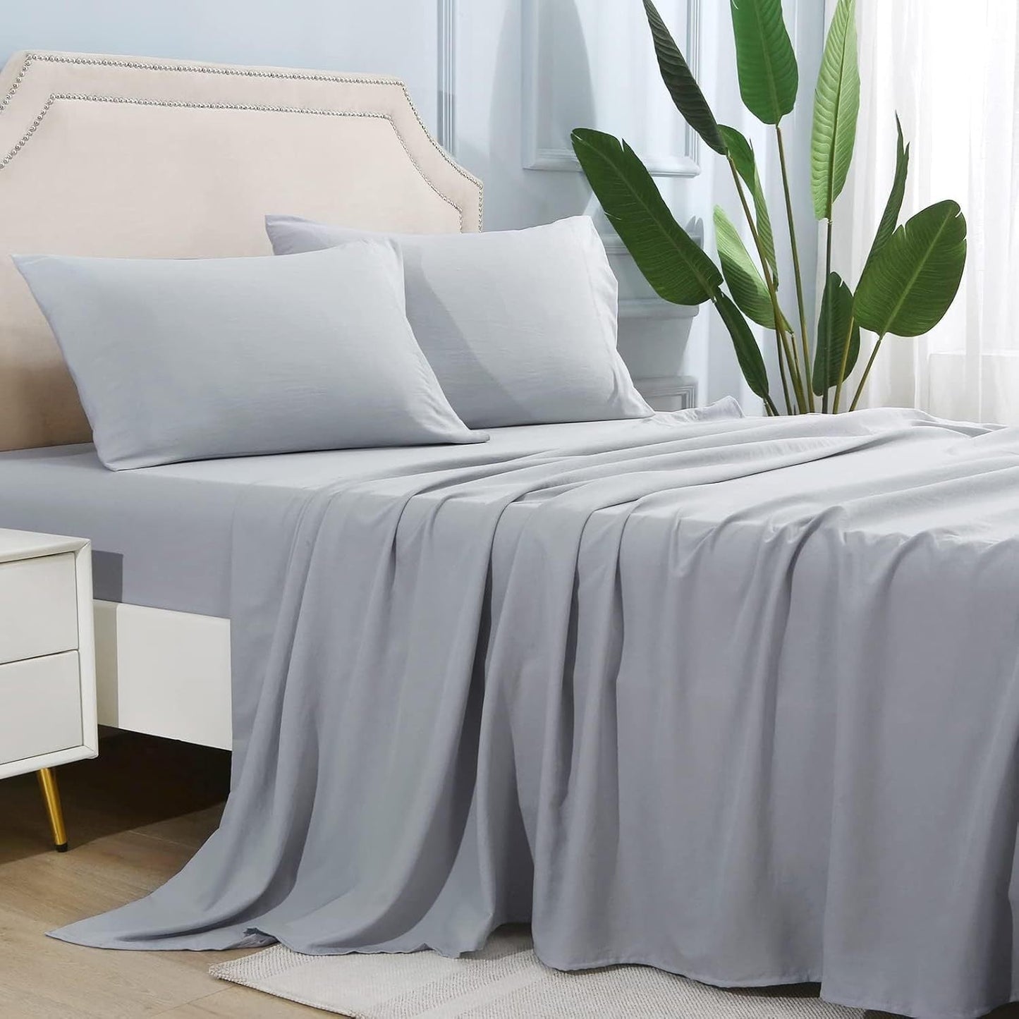 4-teilige weiche kühlende Bettlaken für Queen-Size: 14" tiefes Taschen, Luxus-Hotel-Qualität, schrumpf- und ausbleichbeständig, pflegeleichtes Bettlaken-Set | Karnz