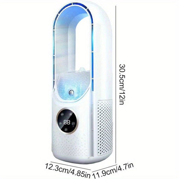 Tragbarer bladeless Ventilator mit Nachtlicht – 6-Gang Luftbefeuchter und -reiniger, leiser USB-Schreibtischkühler für Schlafzimmer und Räume | Karnz