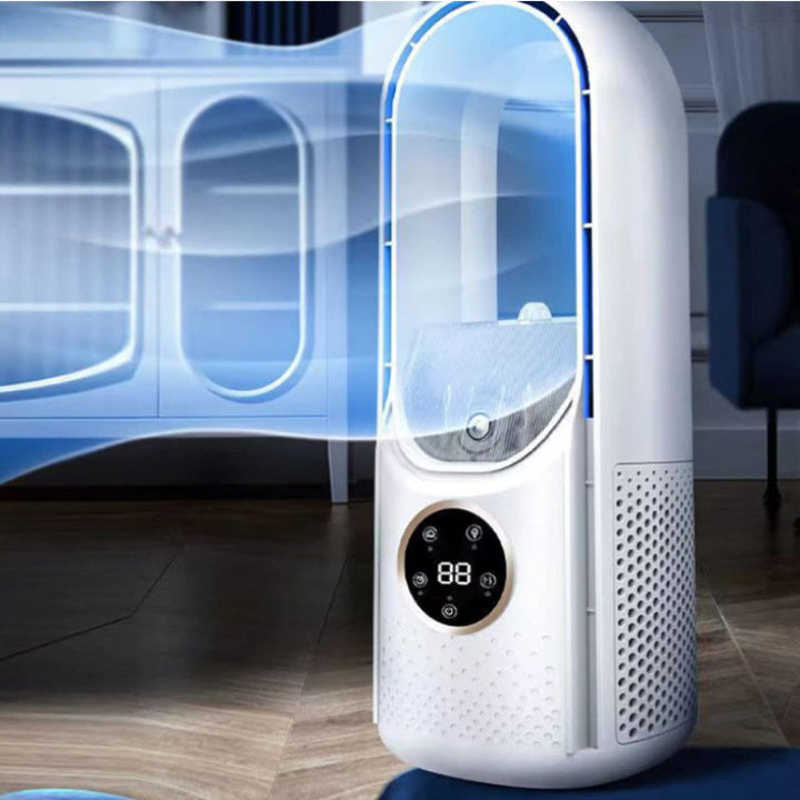 Tragbarer bladeless Ventilator mit Nachtlicht – 6-Gang Luftbefeuchter und -reiniger, leiser USB-Schreibtischkühler für Schlafzimmer und Räume | Karnz