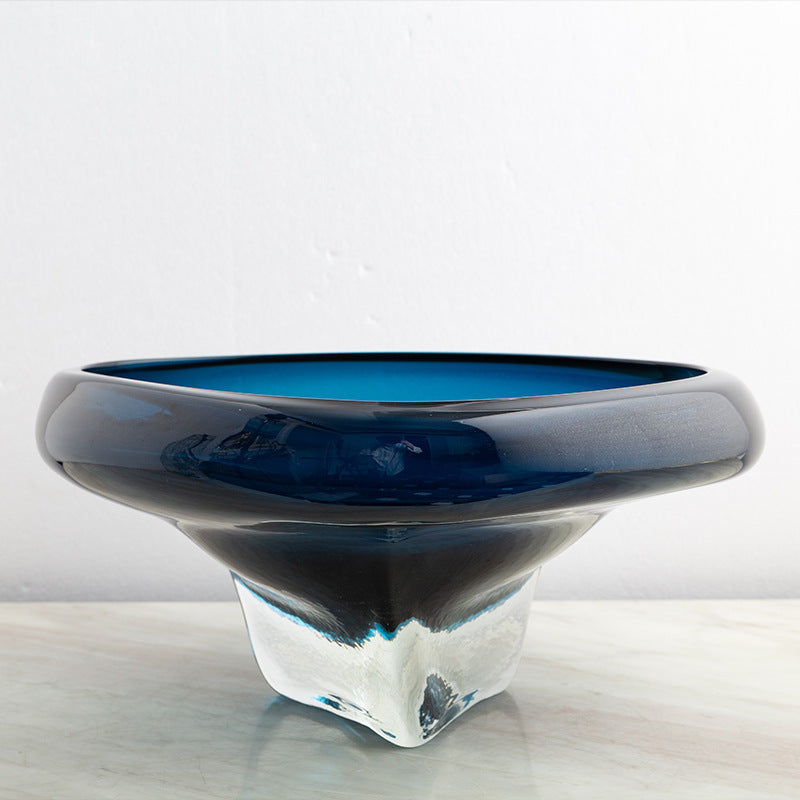 Handgeblasene dicke Glas-Podest-Mittelstück-Schüssel Karnz