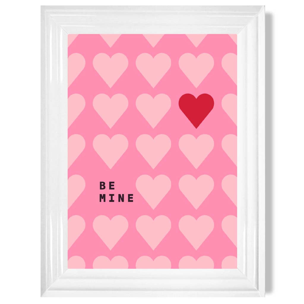 Be Mine Hearts Frame Kunstdruck