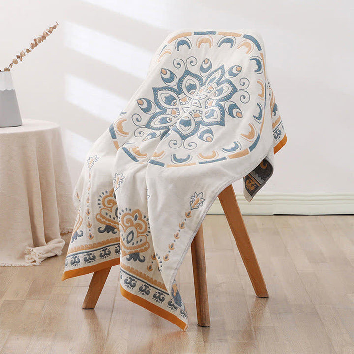 Blumenmuster Jacquard Baumwollhandtuch 70x140cm | Karnz