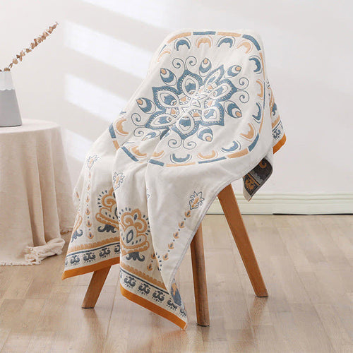 Blumenmuster Jacquard Baumwollhandtuch 70x140cm | Karnz