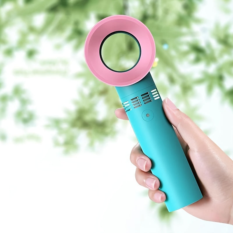 1 Stück USB wiederaufladbarer bladeless Handheld Ventilator - Tragbarer mini Tischventilator mit 3 Geschwindigkeiten für Reisen, Camping, Büro und Raumnutzung | Karnz