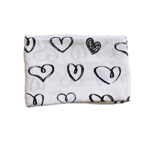 Baumwoll-Musselin Babydecke mit Herzmuster Karnz