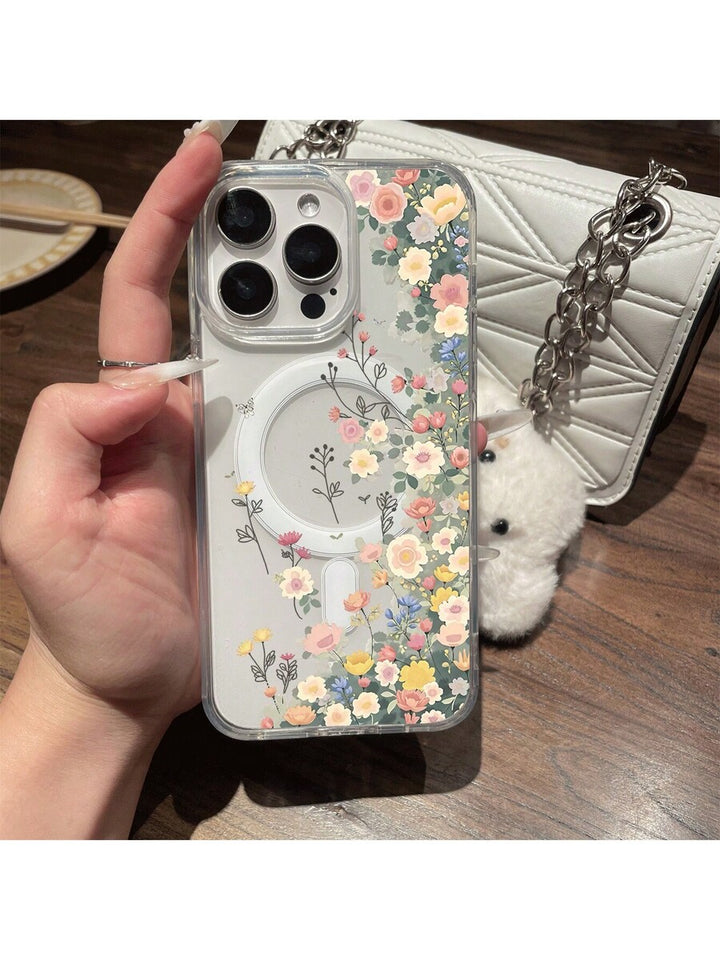 Apple iPhone 11–17 Magnet-Handyhülle, transparent, buntes Blumenmuster