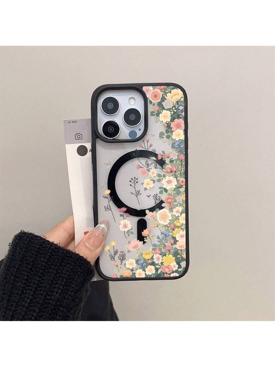 Apple iPhone 11–17 Magnet-Handyhülle, transparent, buntes Blumenmuster