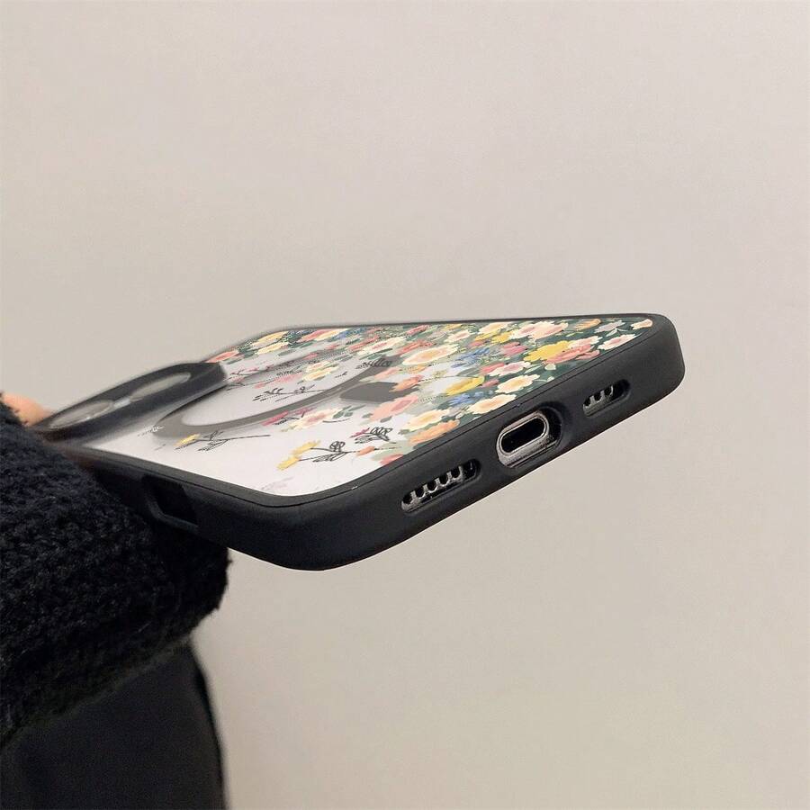 Apple iPhone 11–17 Magnet-Handyhülle, transparent, buntes Blumenmuster