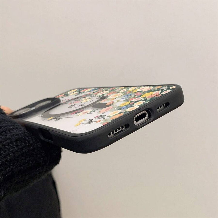 Apple iPhone 11–17 Magnet-Handyhülle, transparent, buntes Blumenmuster